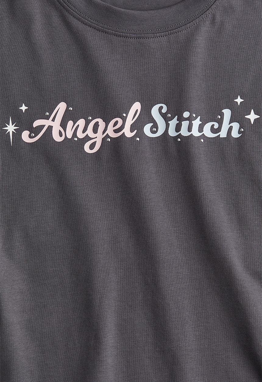 H&M - Printed cotton t-shirt - dark grey lilo & stitch