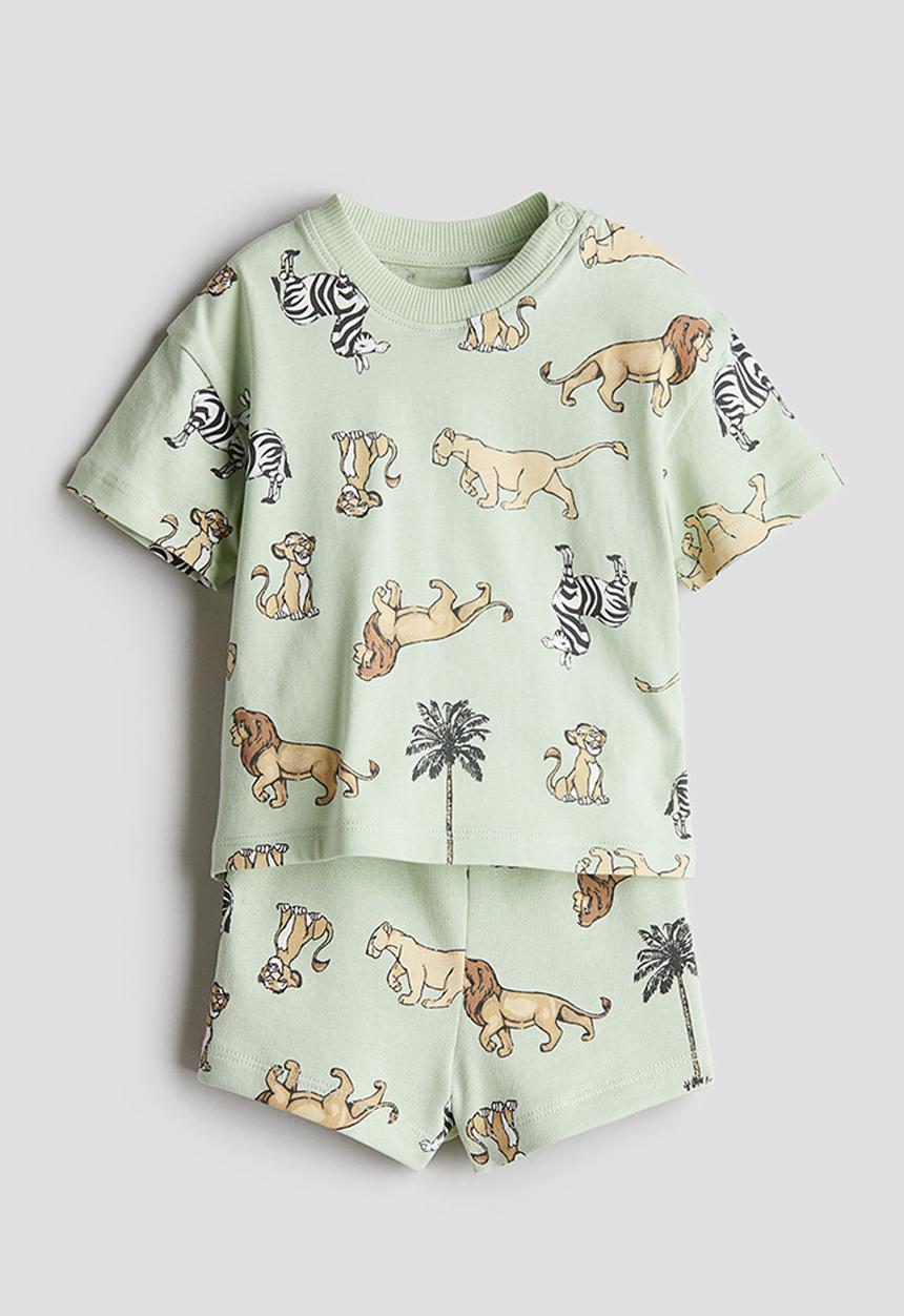 H&M - 2 piece printed set - light green the lion king