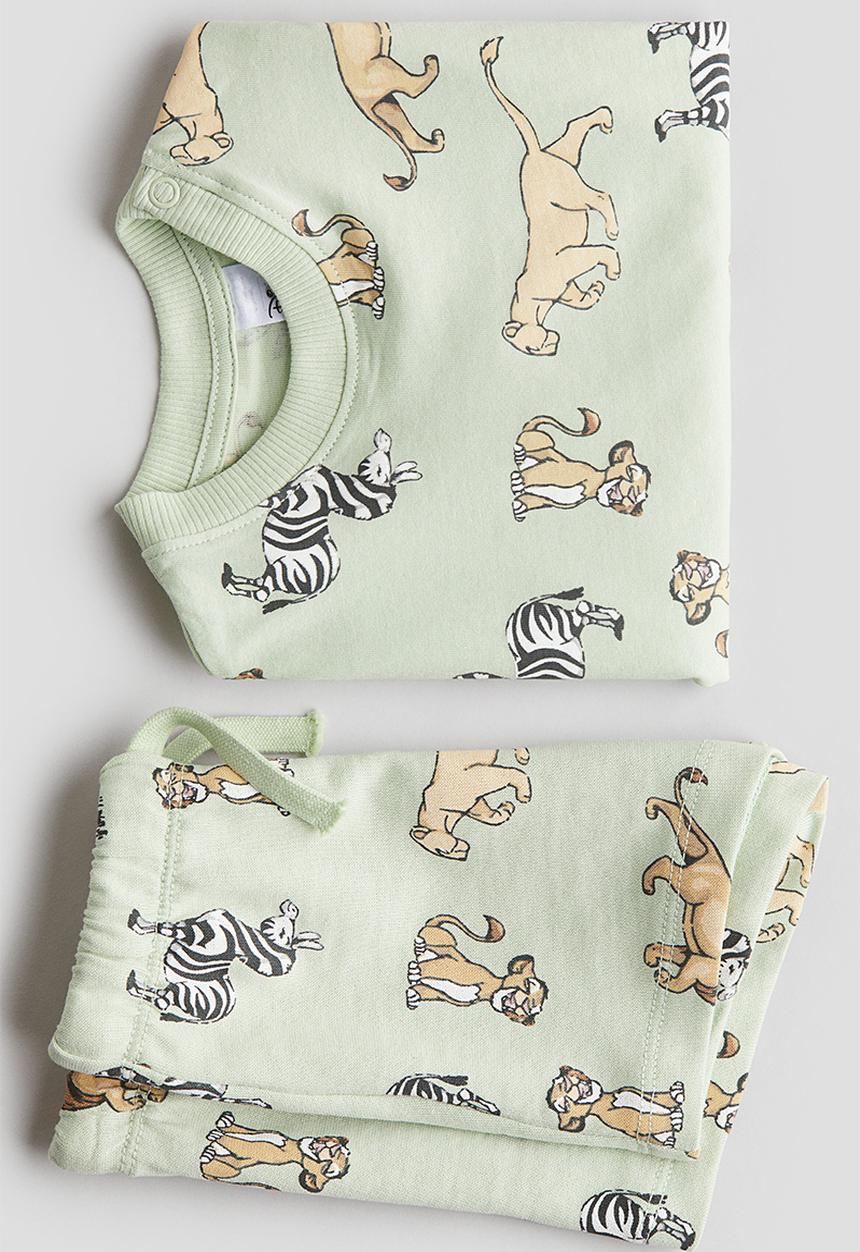 H&M - 2 piece printed set - light green the lion king