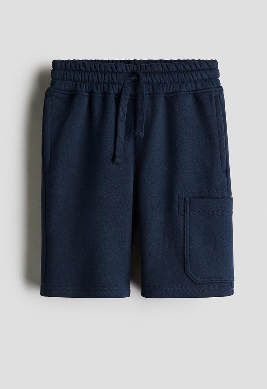 H&M - Brushed-inside cargo sweatshorts - navy blue
