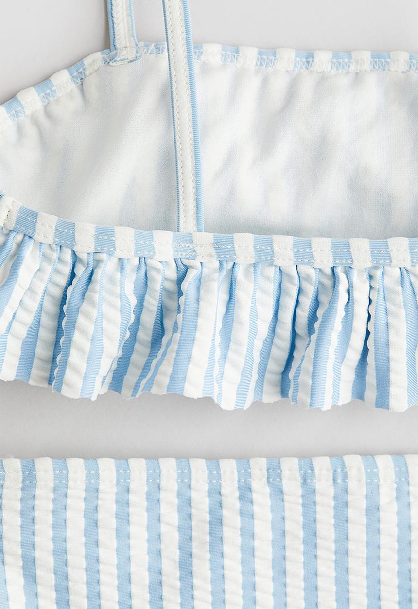 H&M - Frill-trimmed bikini - light blue & white striped