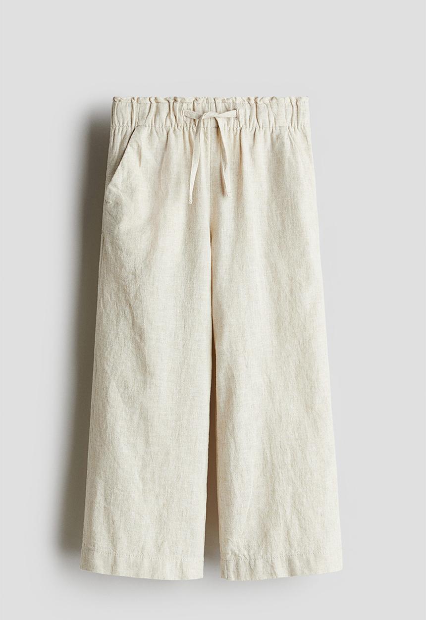 H&M - Linen-blend trousers - light beige