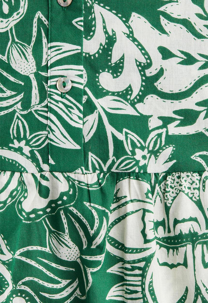 Tiered midi dress - green/patterned - 1275665005