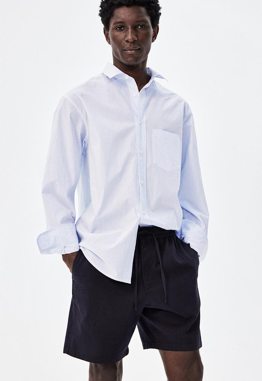 H&M - Regular fit linen-blend shorts - blue