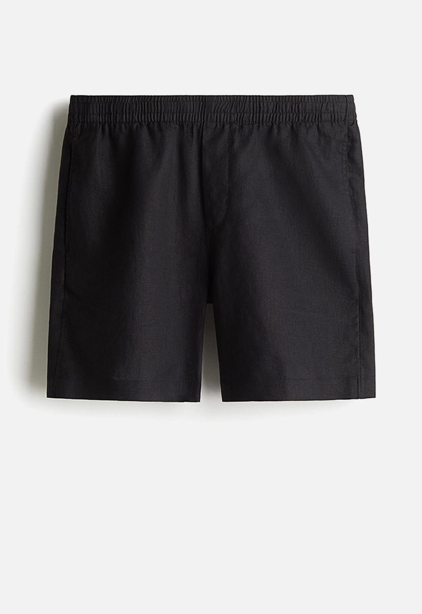 H&M - Regular fit linen shorts - black