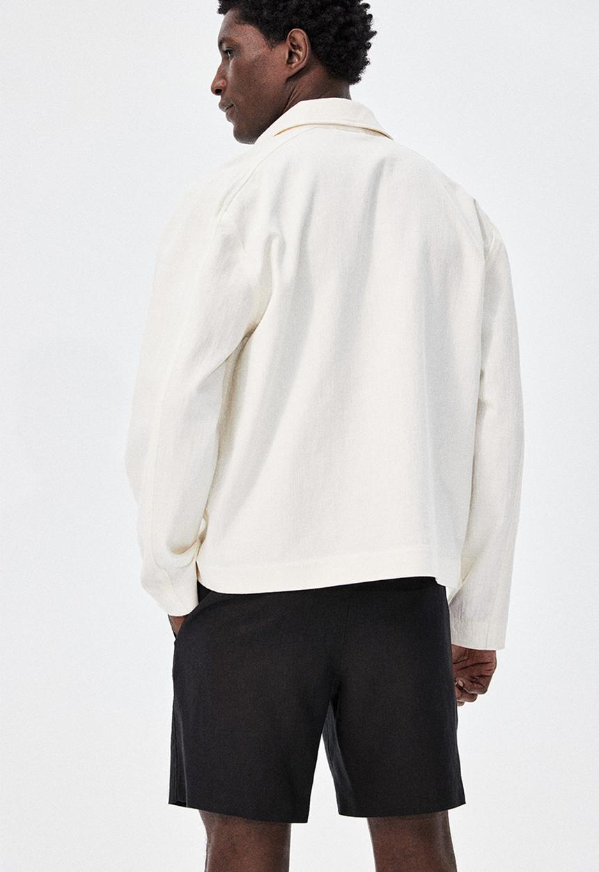 H&M - Regular fit linen shorts - black