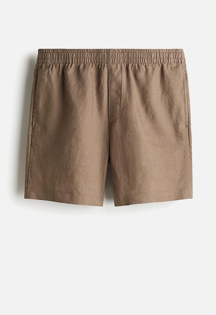 H&M - Regular fit linen shorts - dark beige