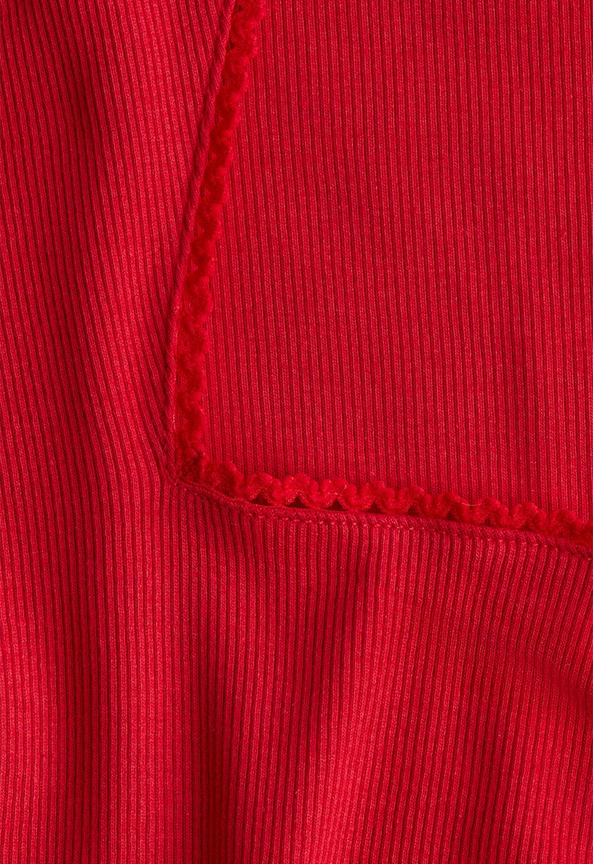 H&M - Ribbed sweetheart-neck top - red