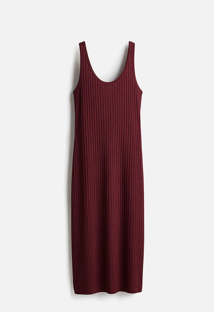 H&M - Rib-knit dress - burgundy