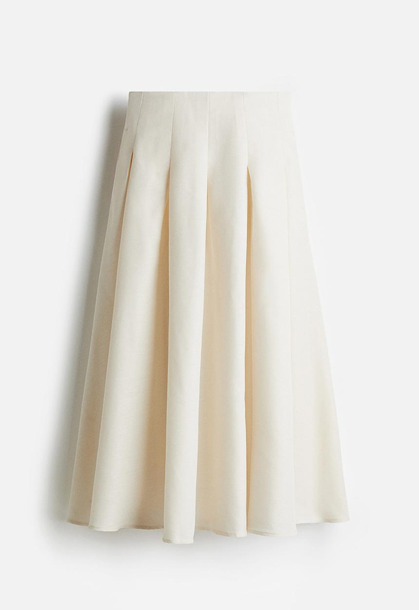 H&M - Long pleated skirt - cream