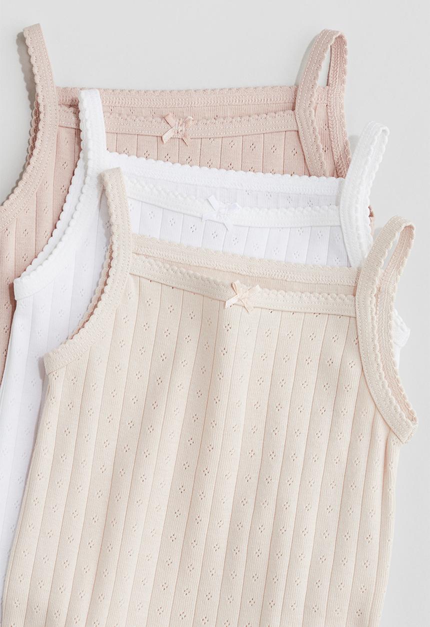 H&M - 3-Pack sleeveless bodysuits - light dusty pink & beige 