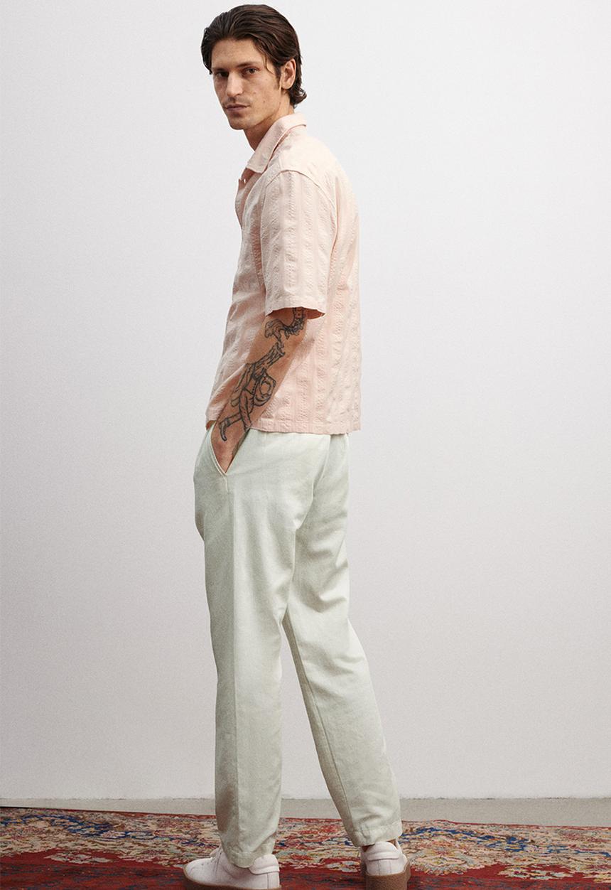 H&M - Relaxed fit lyocell-blend trousers - white