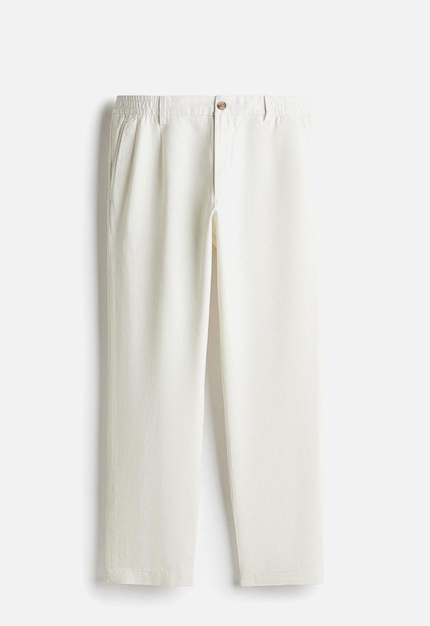 H&M - Relaxed fit lyocell-blend trousers - white