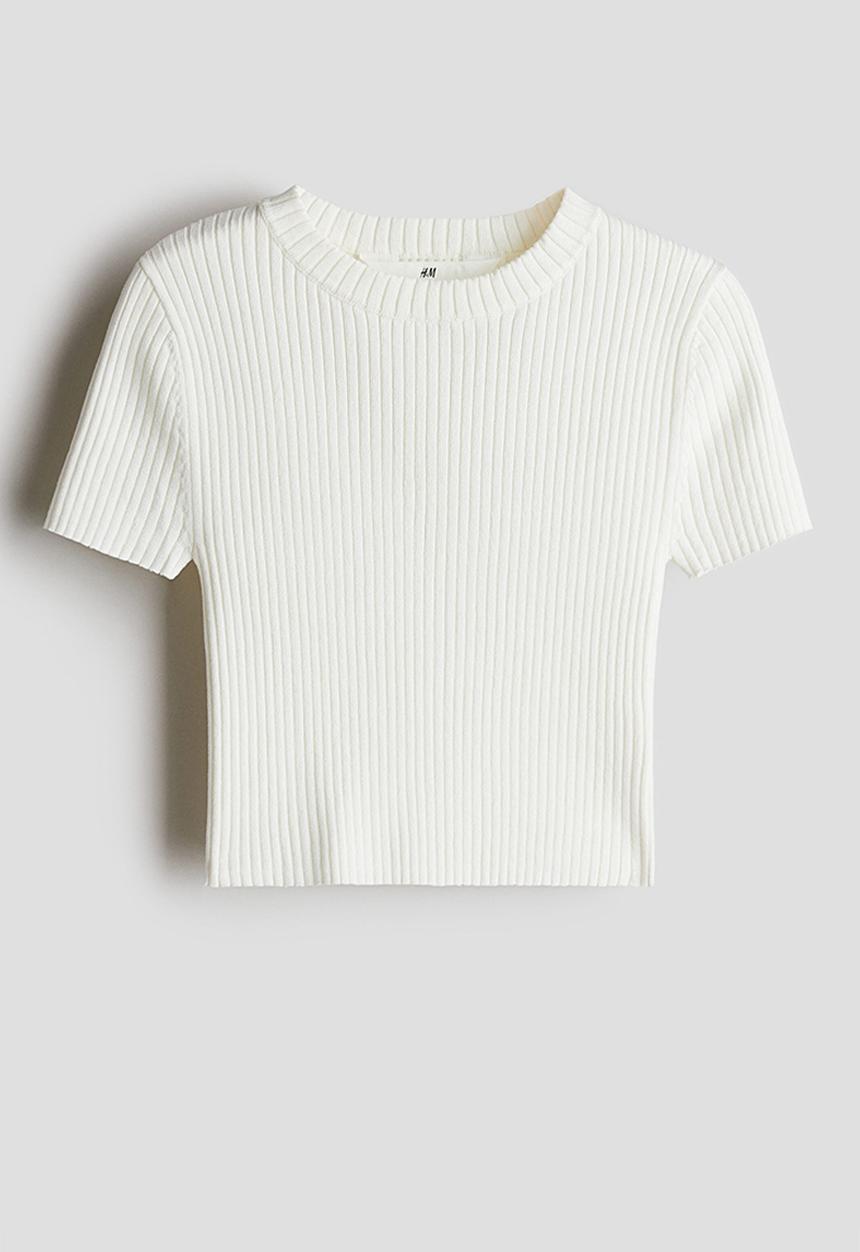 H&M - Rib-knit top - white