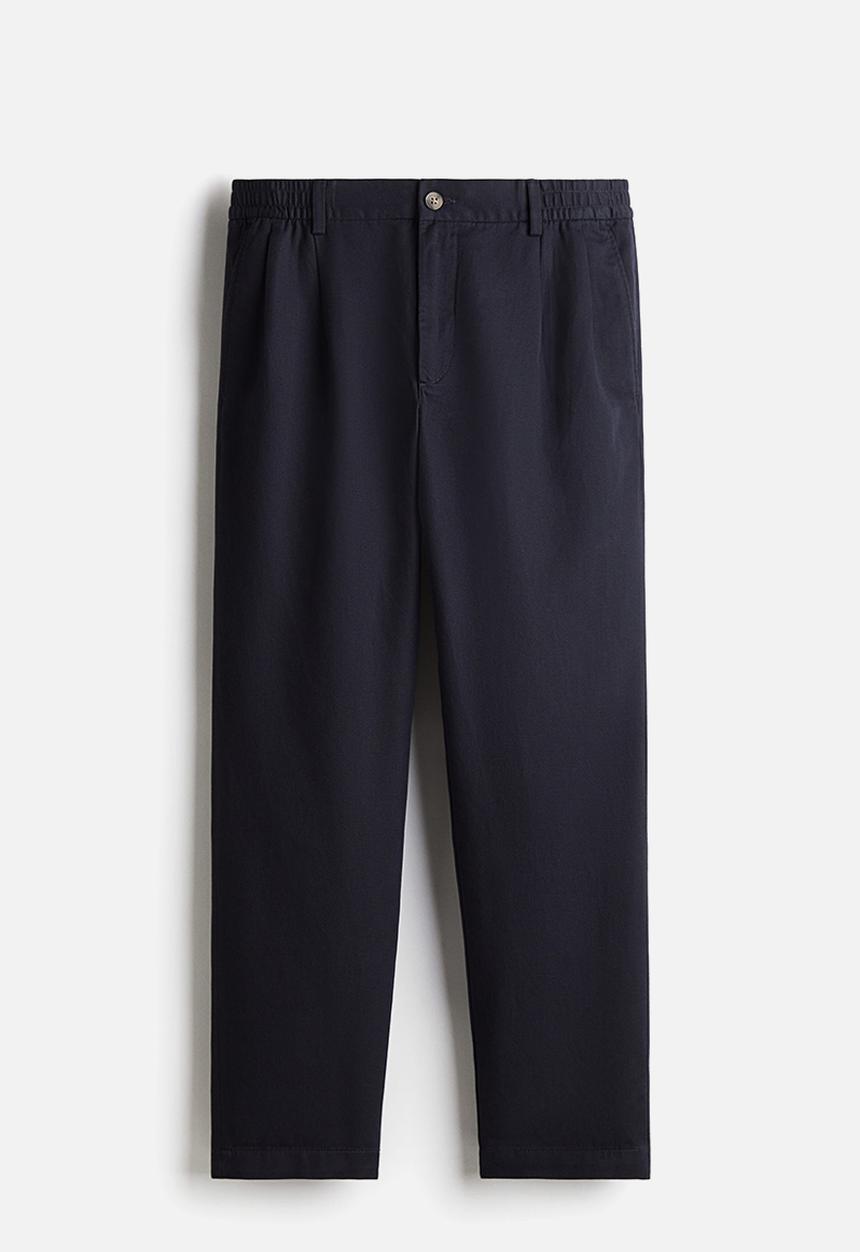 H&M - Regular fit lyocell-blend trousers - navy blue