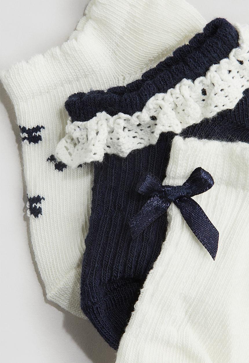 H&M - 4-Pack shaftless socks - navy blue & white