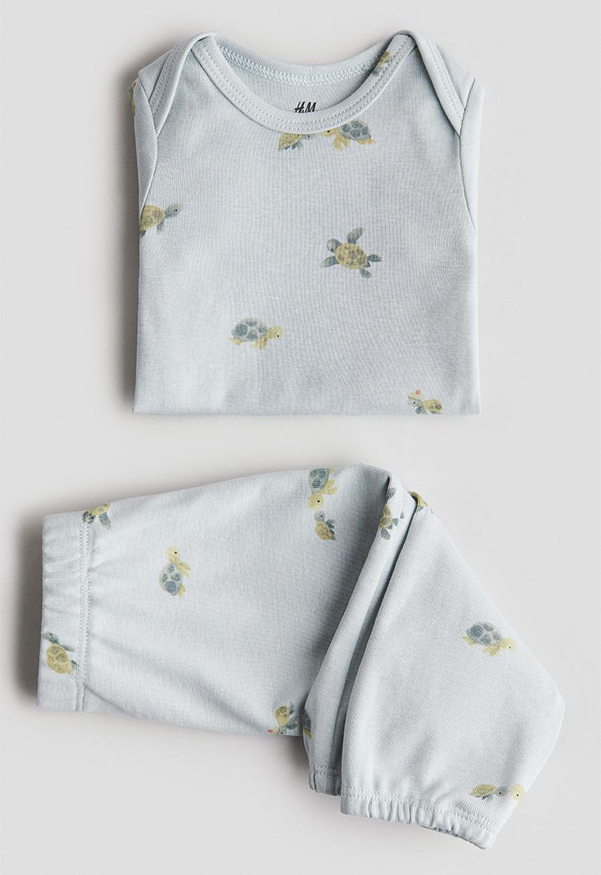 H&M - 2-Piece cotton jersey set - light turquoise turtles