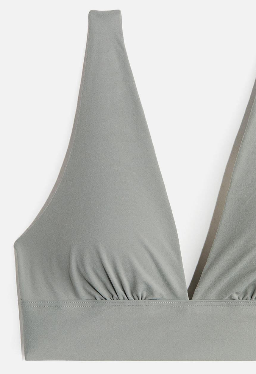 H&M - Padded soft microfibre bra - grey-green
