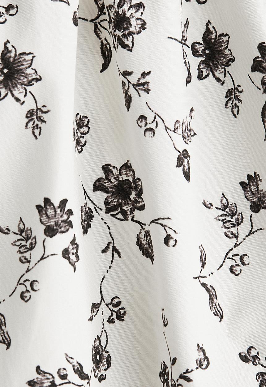 H&M - Flared-skirt cotton dress - white floral 