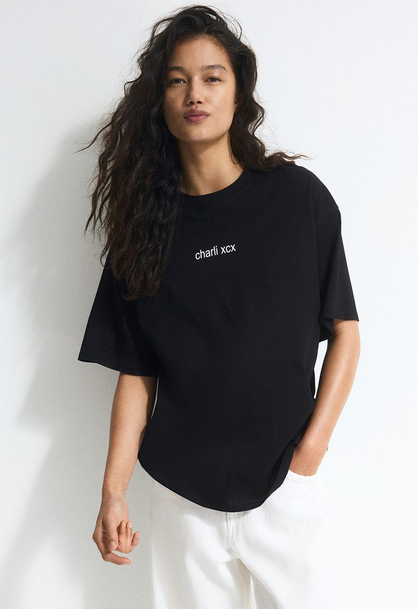 Oversized printed T-shirt - black charli xcx - 1257580014