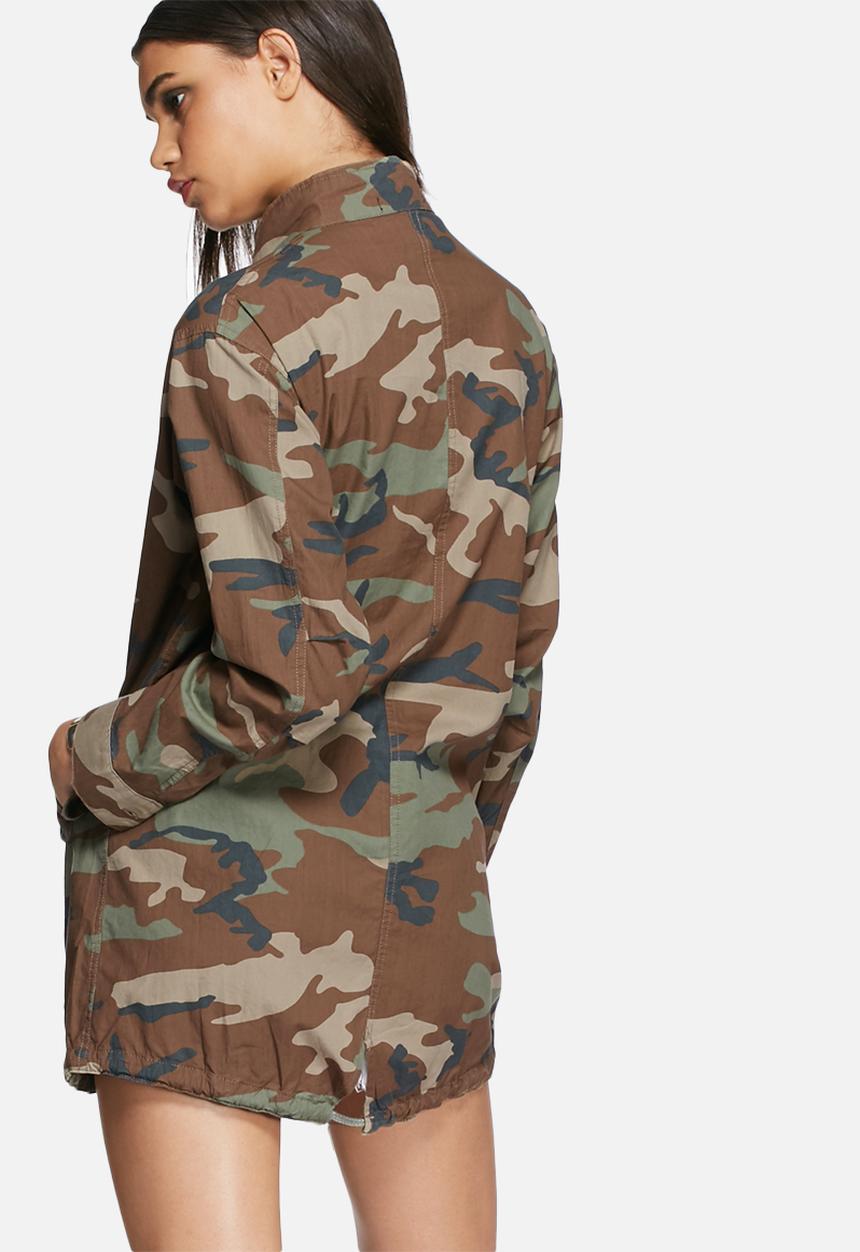 Daisy Street - Long Lightweight Camo Parka
