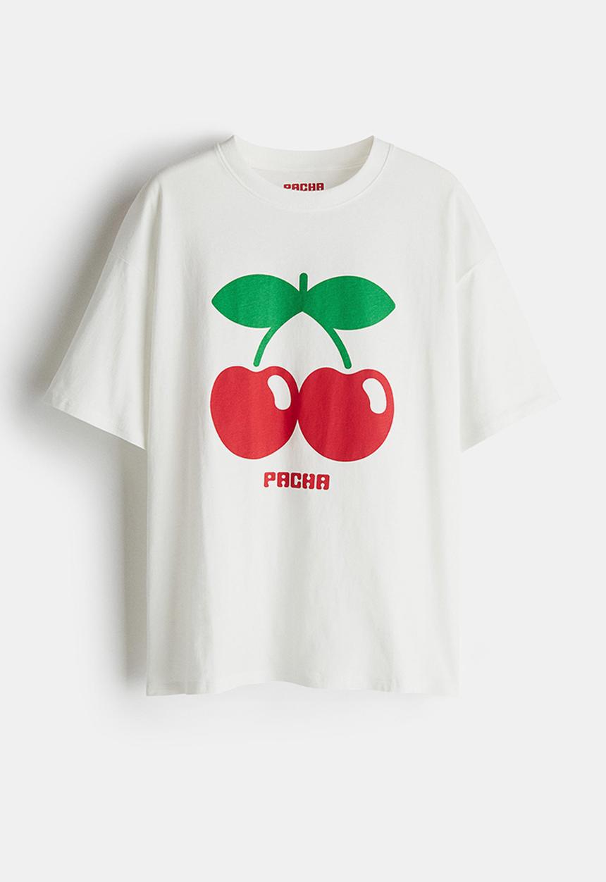 H&M - Oversized printed T-shirt - white pacha