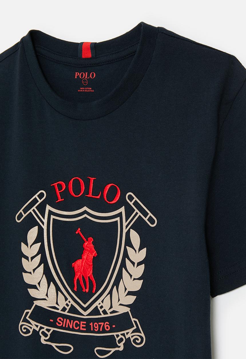 POLO - Boys cory crested ss tee - navy
