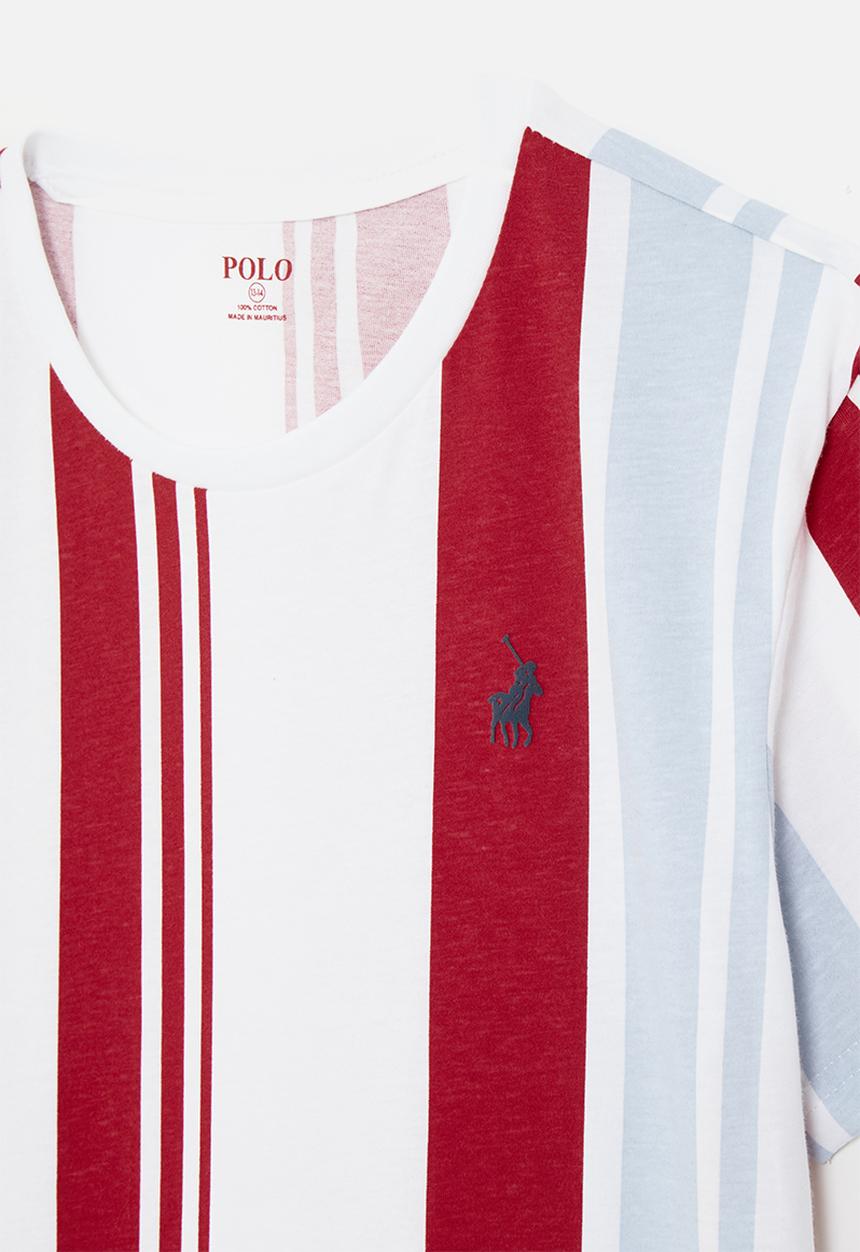 POLO - Boys liam vertical striped ss tee - red