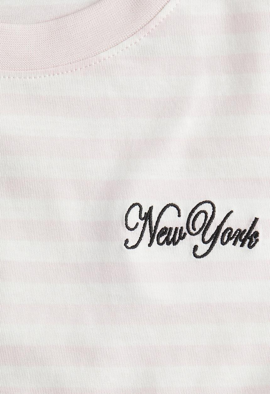 H&M - Oversized cotton T-shirt - ight pink/striped 