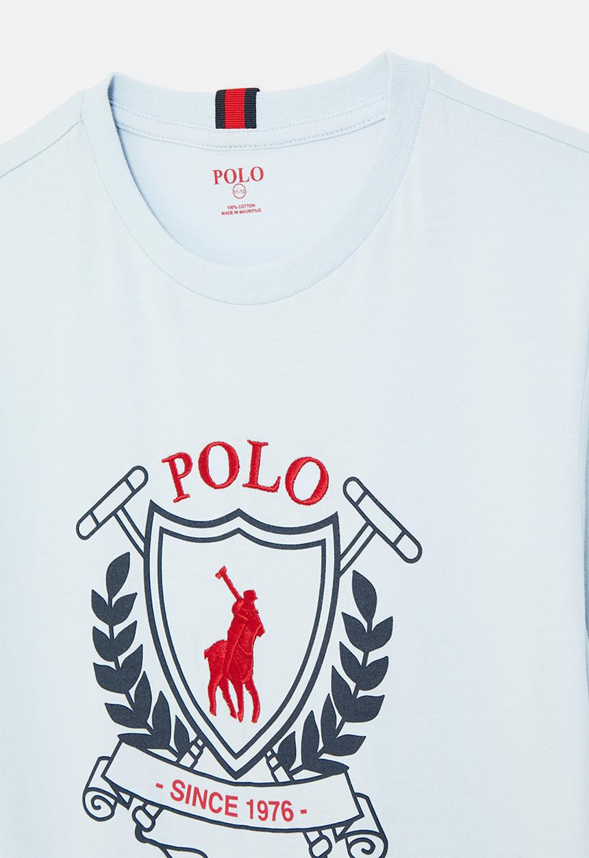 POLO - Boys cory crested ss tee - sky blue