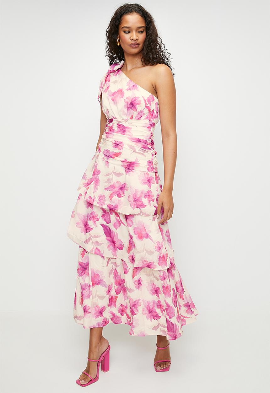 MILLA - Asymmetric Tie detail Maxi Dress - Floral Print