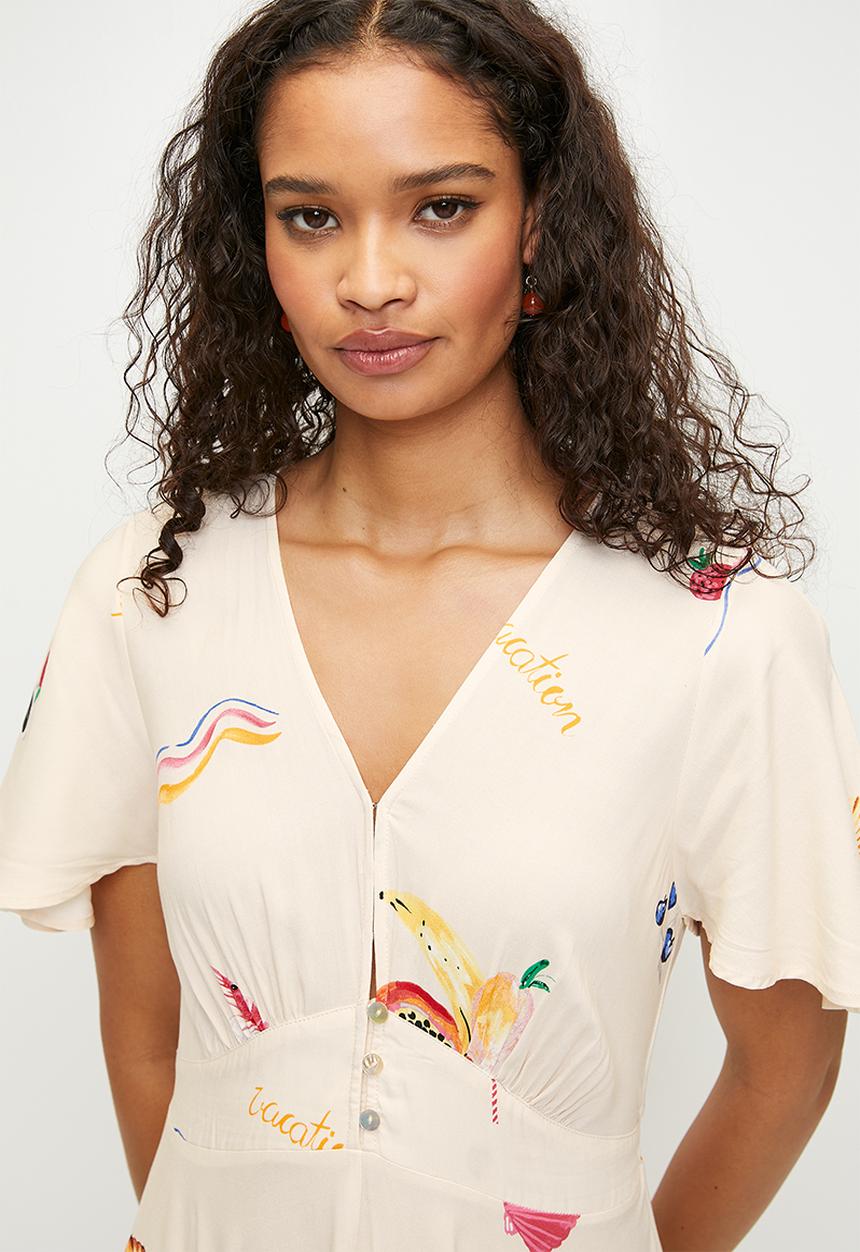 MILLA - Peach floral dress - Peach 