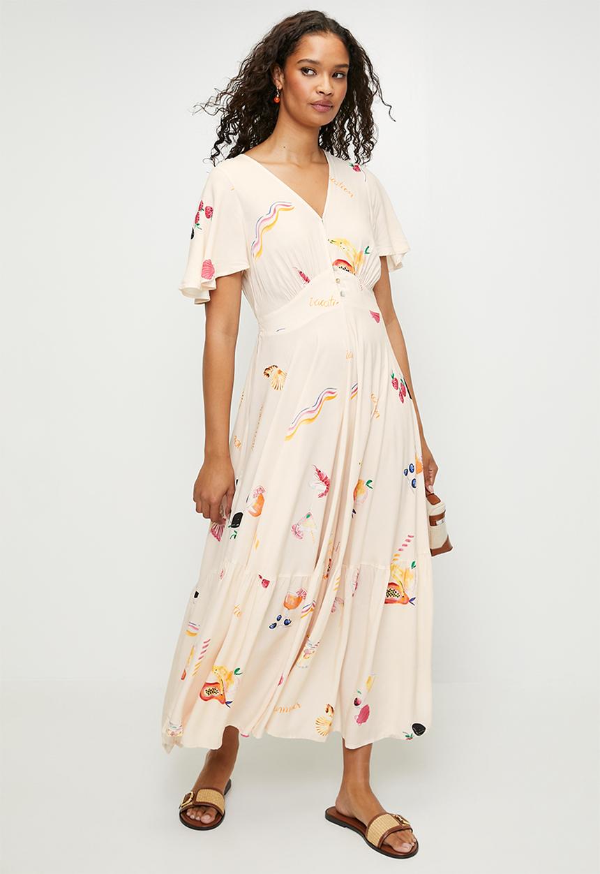 MILLA - Peach floral dress - Peach 