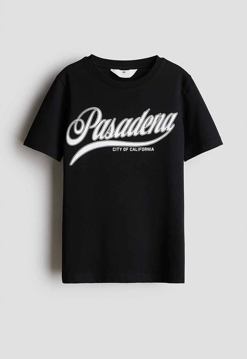 H&M - Printed t-shirt - black/pasadena