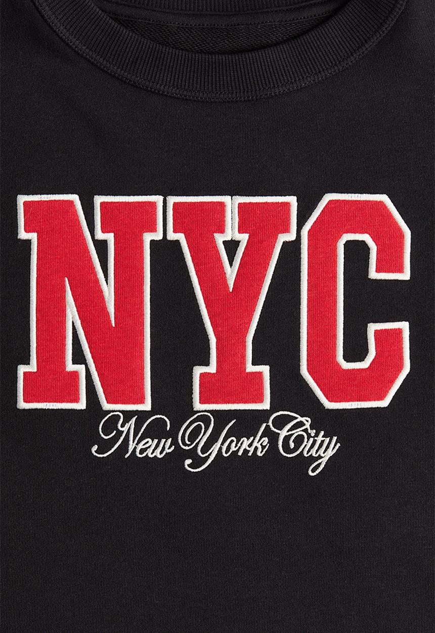 H&M - Print-motif short top - navy blue/nyc