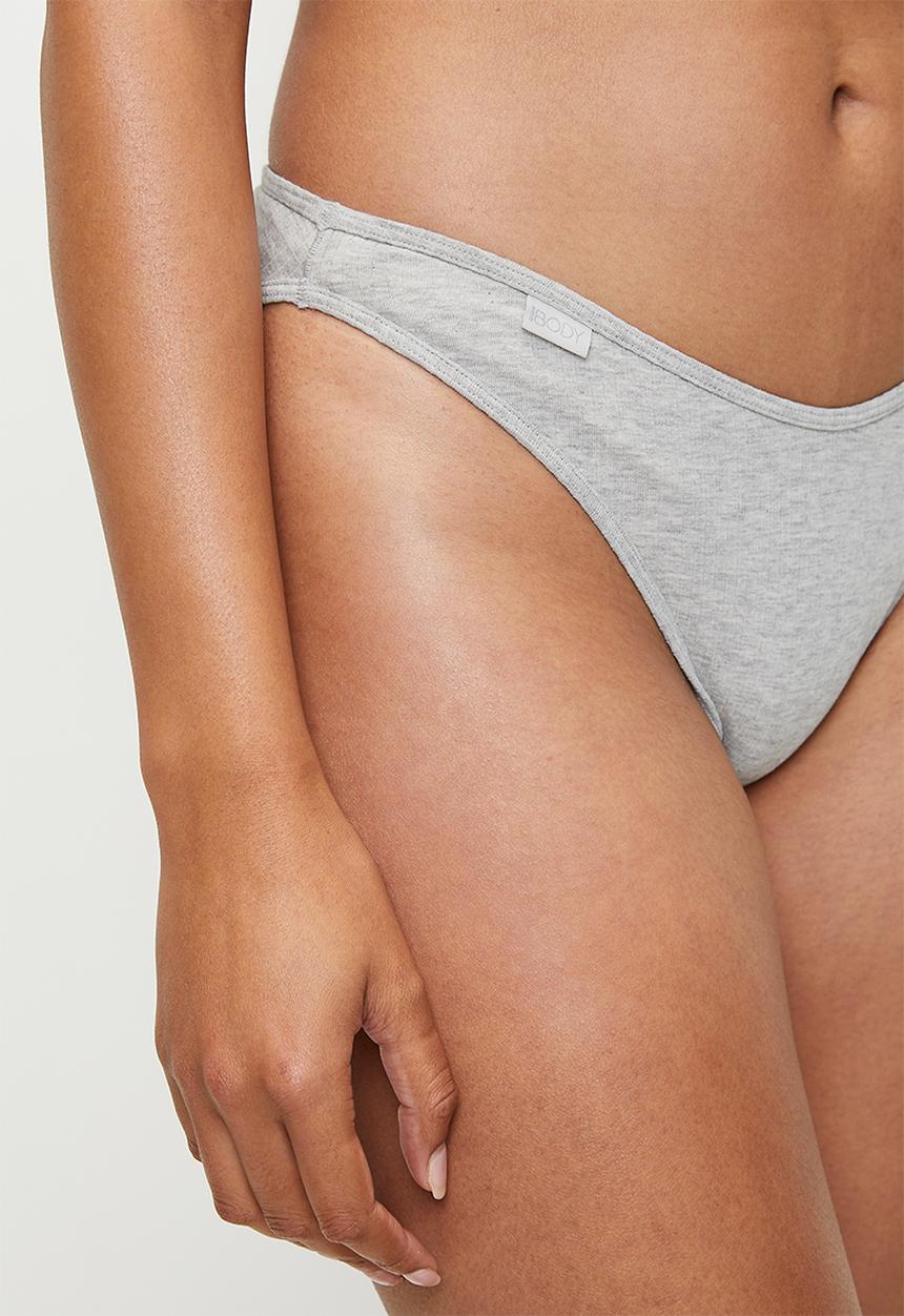 Cotton On - Organic Cotton Rib Bikini Brief - Grey Marle