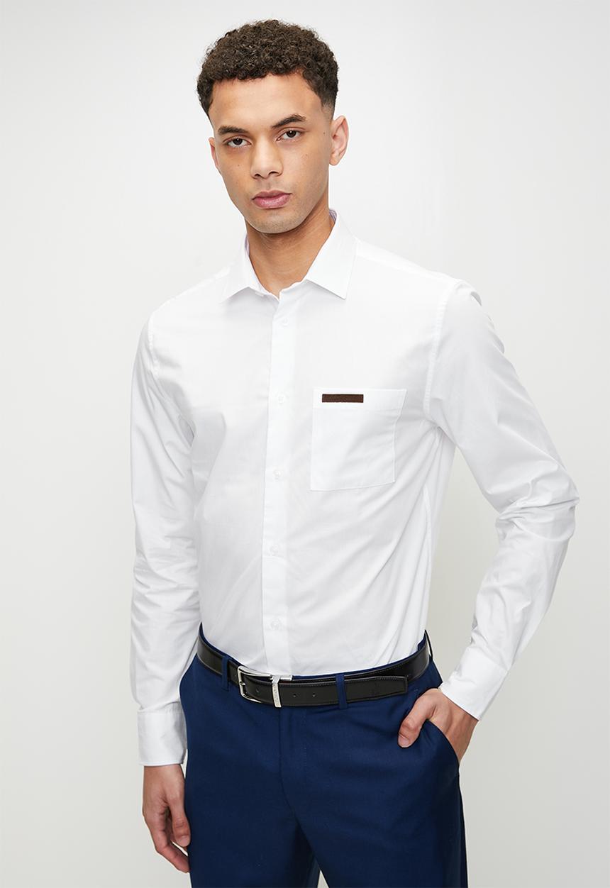 POLO - Fulu  pjc poplin long sleeve shirt - white