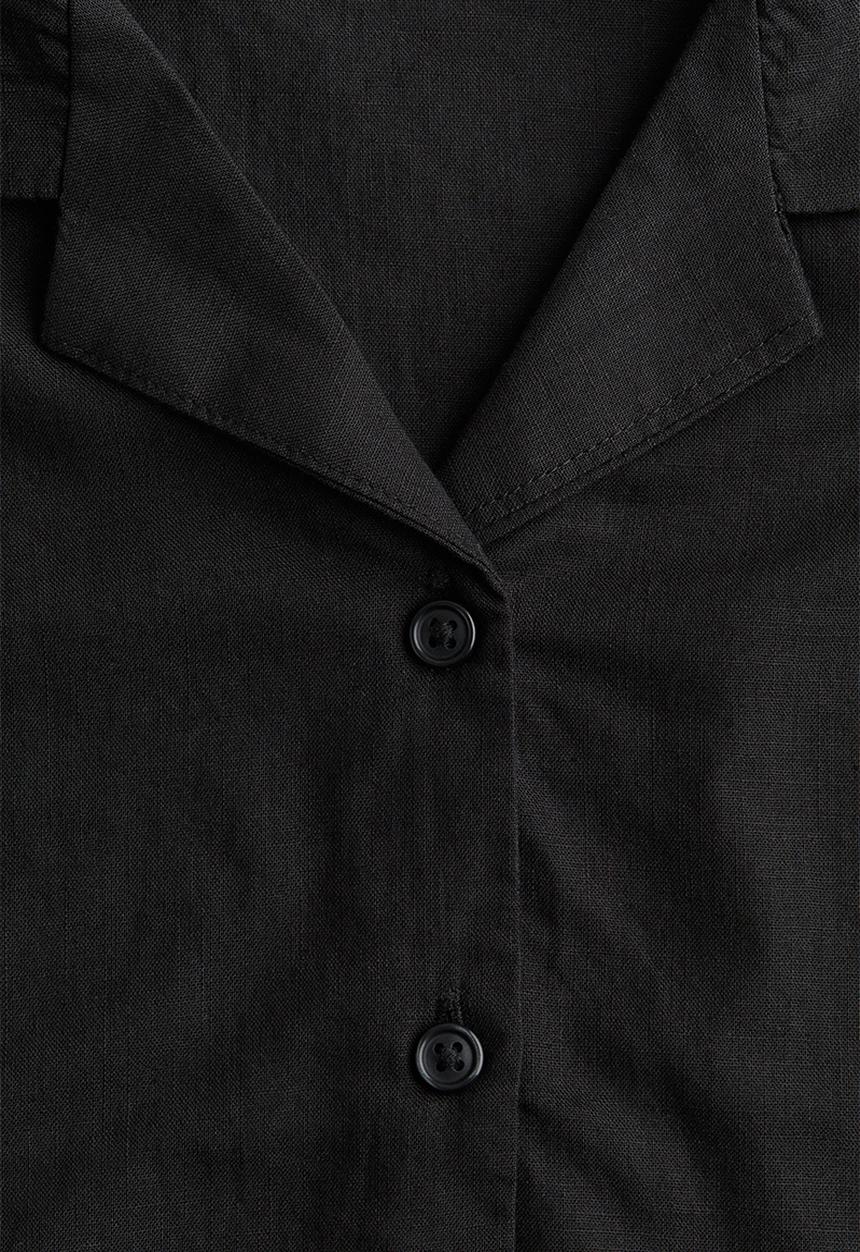 H&M - Cropped knot-detail shirt - black