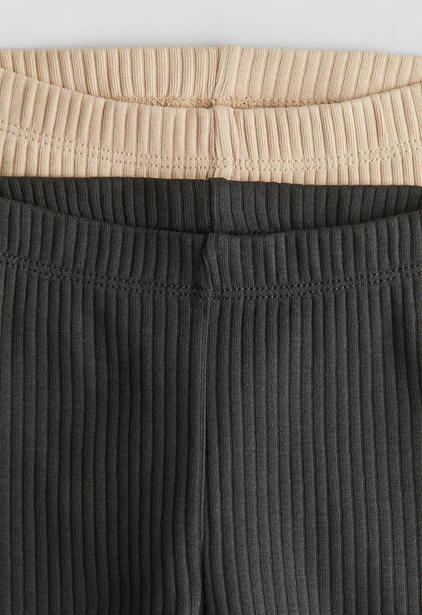 H&M - 2-Pack ribbed cycling shorts - light beige & dark grey