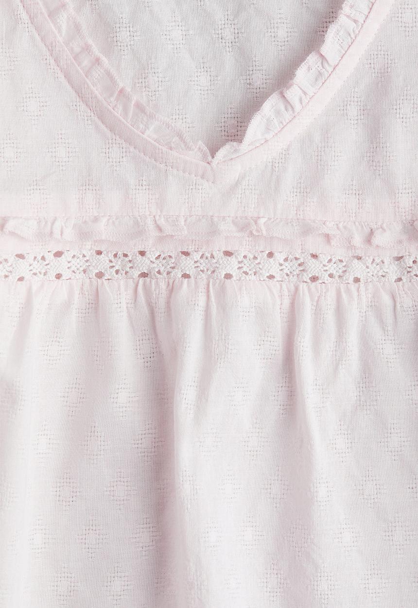 H&M - Frill-trimmed cotton blouse - light pink