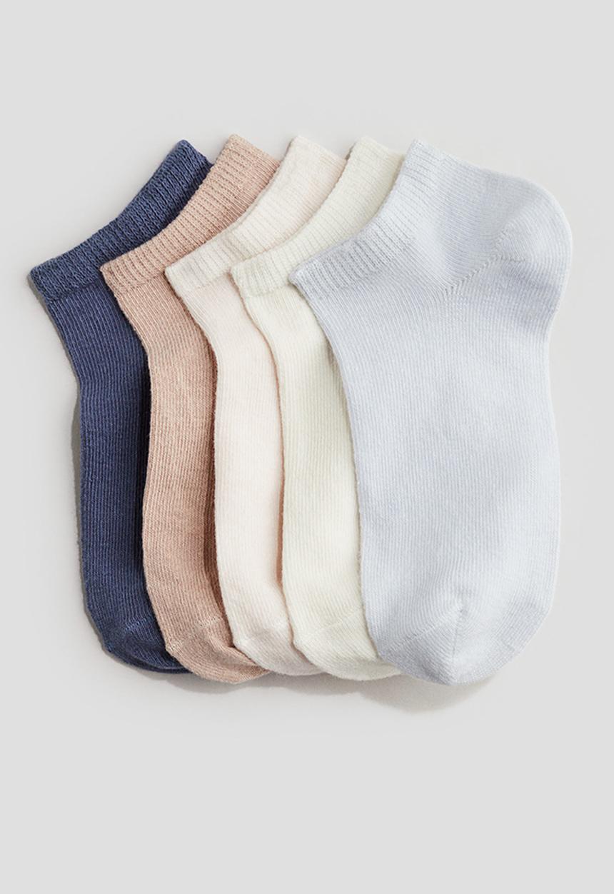 H&M - 5-Pack trainer socks - navy blue/beige