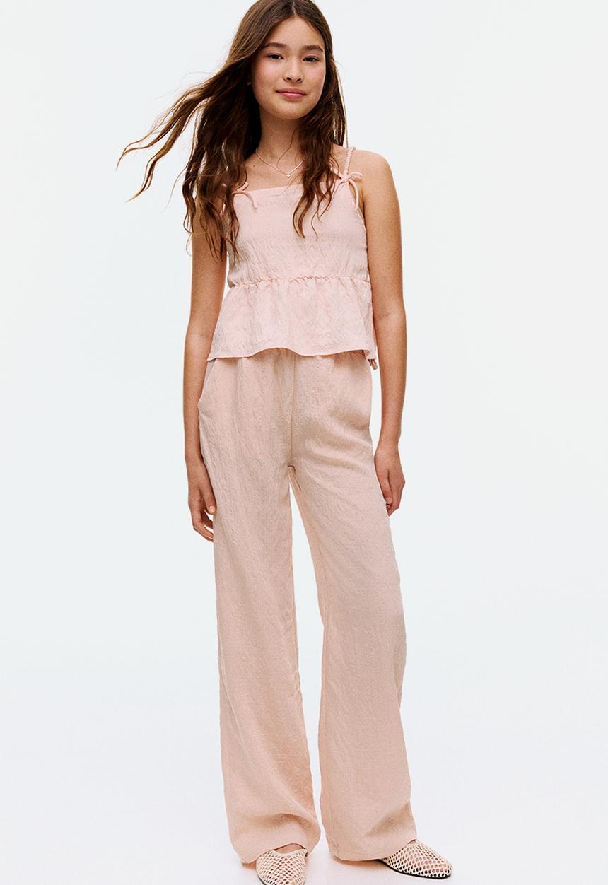 H&M - Tie-detail trousers - light peach