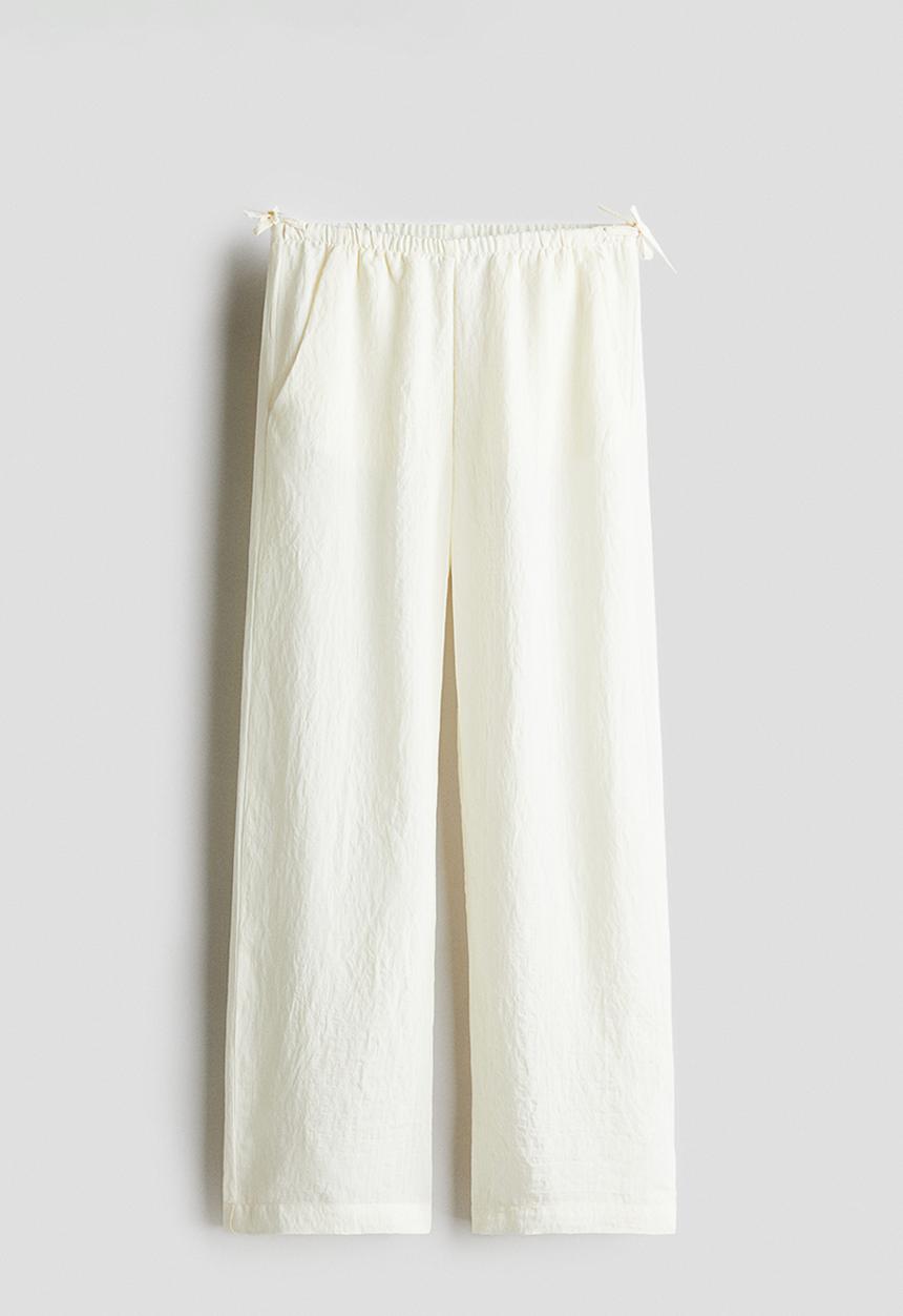 H&M - Tie-detail trousers - cream