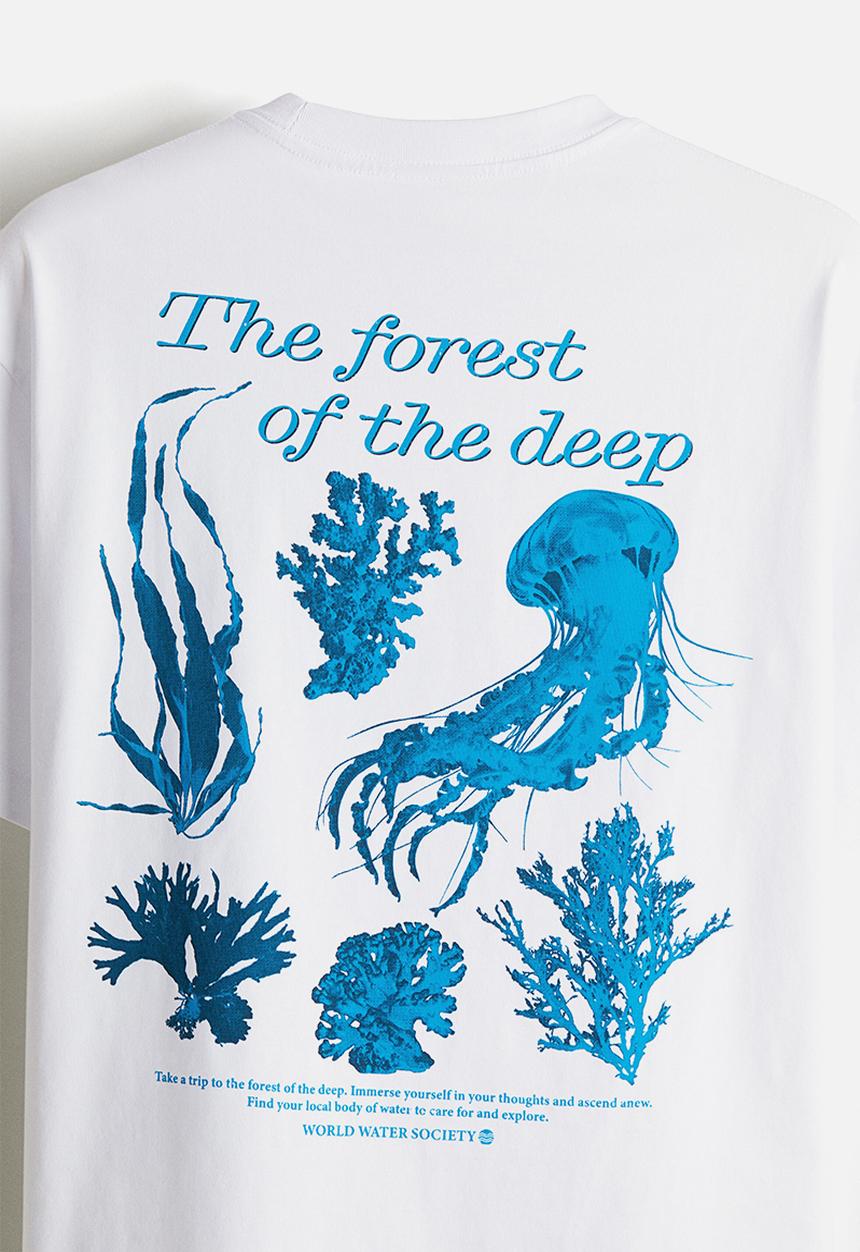 H&M - Loose fit printed t-shirt - white forest of the deep