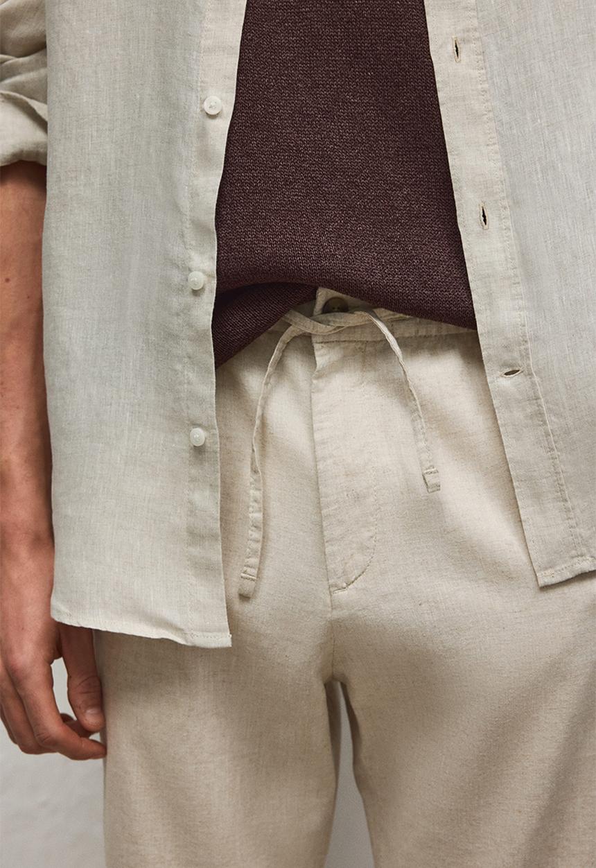 H&M - Regular fit linen-blend trousers - cream