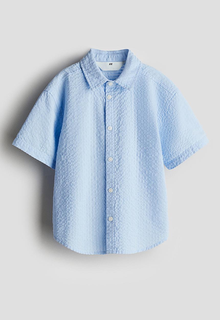 H&M - Cotton seersucker shirt - light blue 