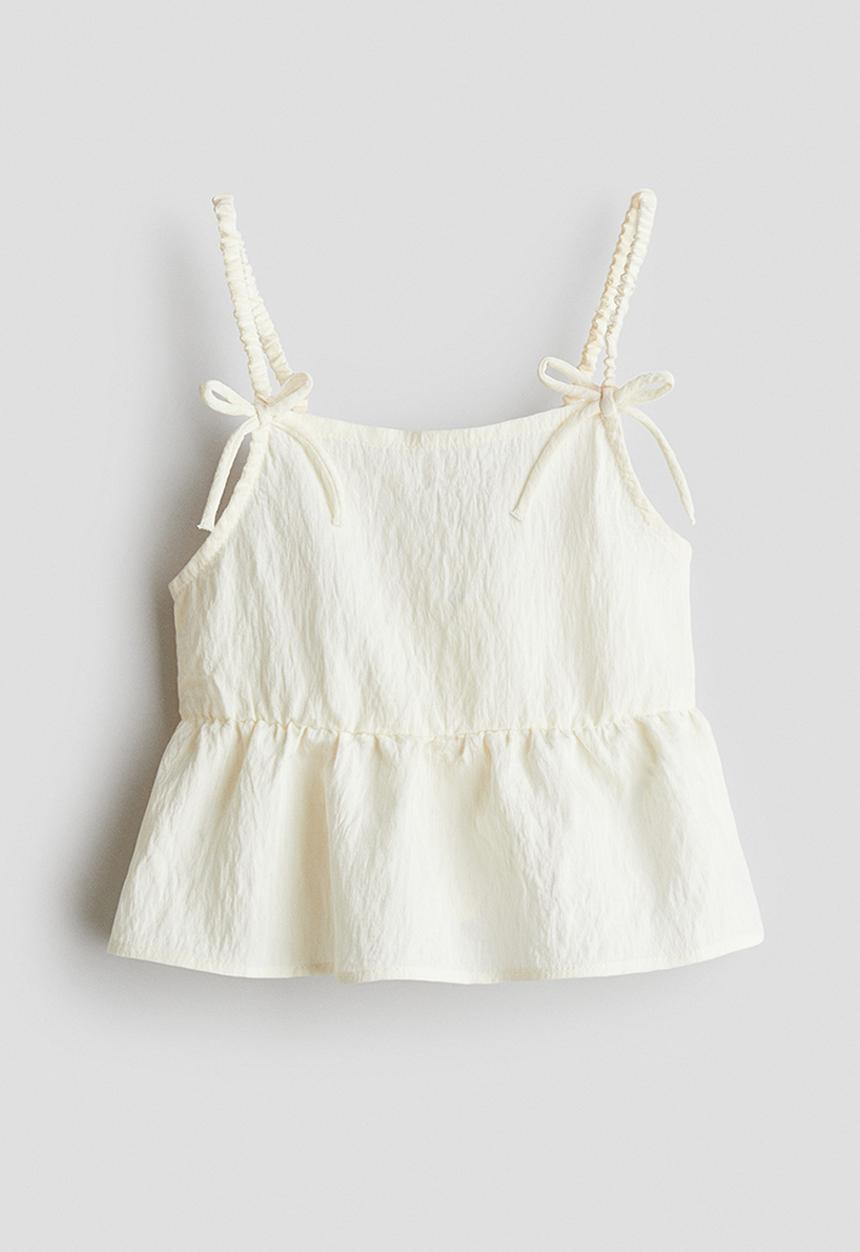 H&M - Bow-detail peplum top - cream