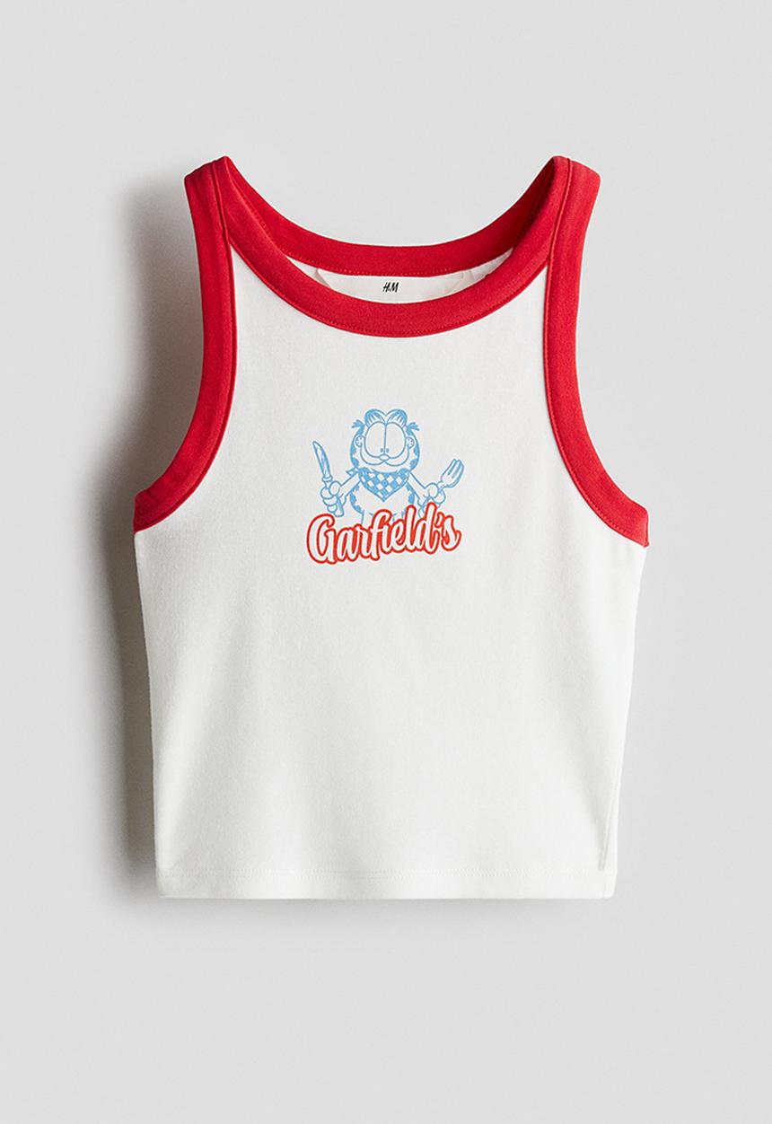 H&M - Printed vest top - white garfield
