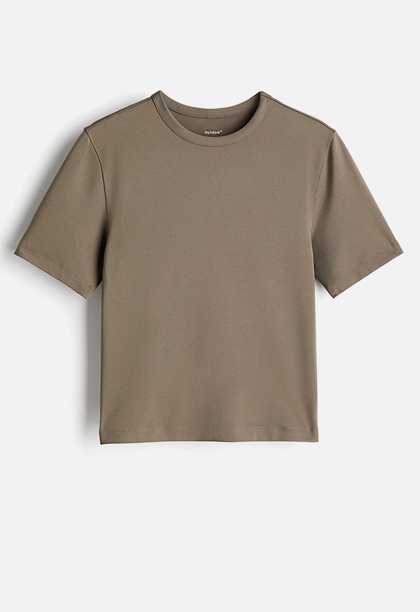 H&M - Cropped sports top with drymove™ - dark beige