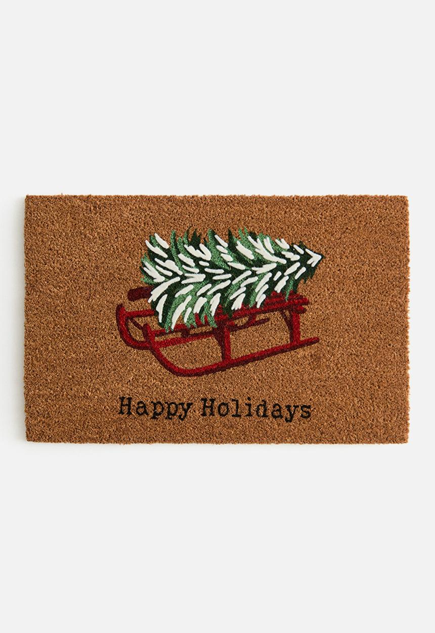 H&M - Printed coir doormat - brown/happy holidays